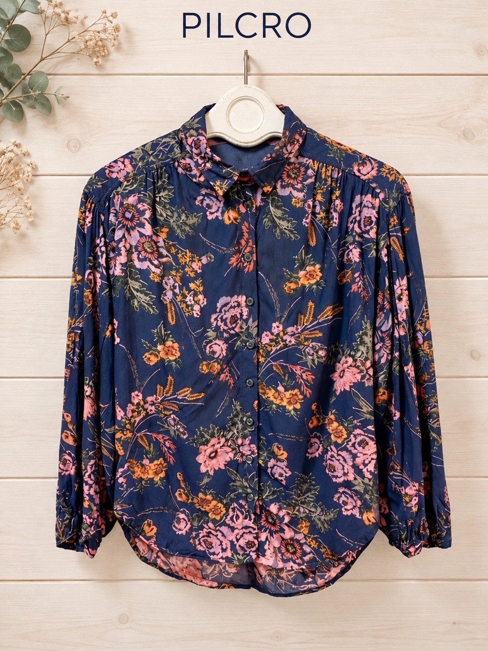 PILCRO and the Letterpress Floral Top – Navy Multi – S